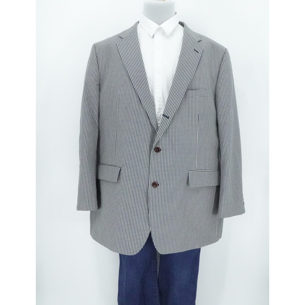 Orvis Blazer Mens 52L Blue Gingham Check Sport Coat Business‎ Casual Office